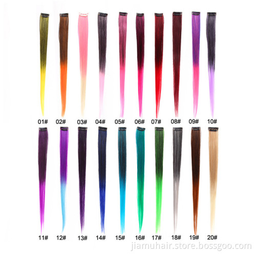 Clip On Hair Extension 57Color Ombre Straight Hair Extension Clip In Hairpieces High Temperature Faber Hair Pieces